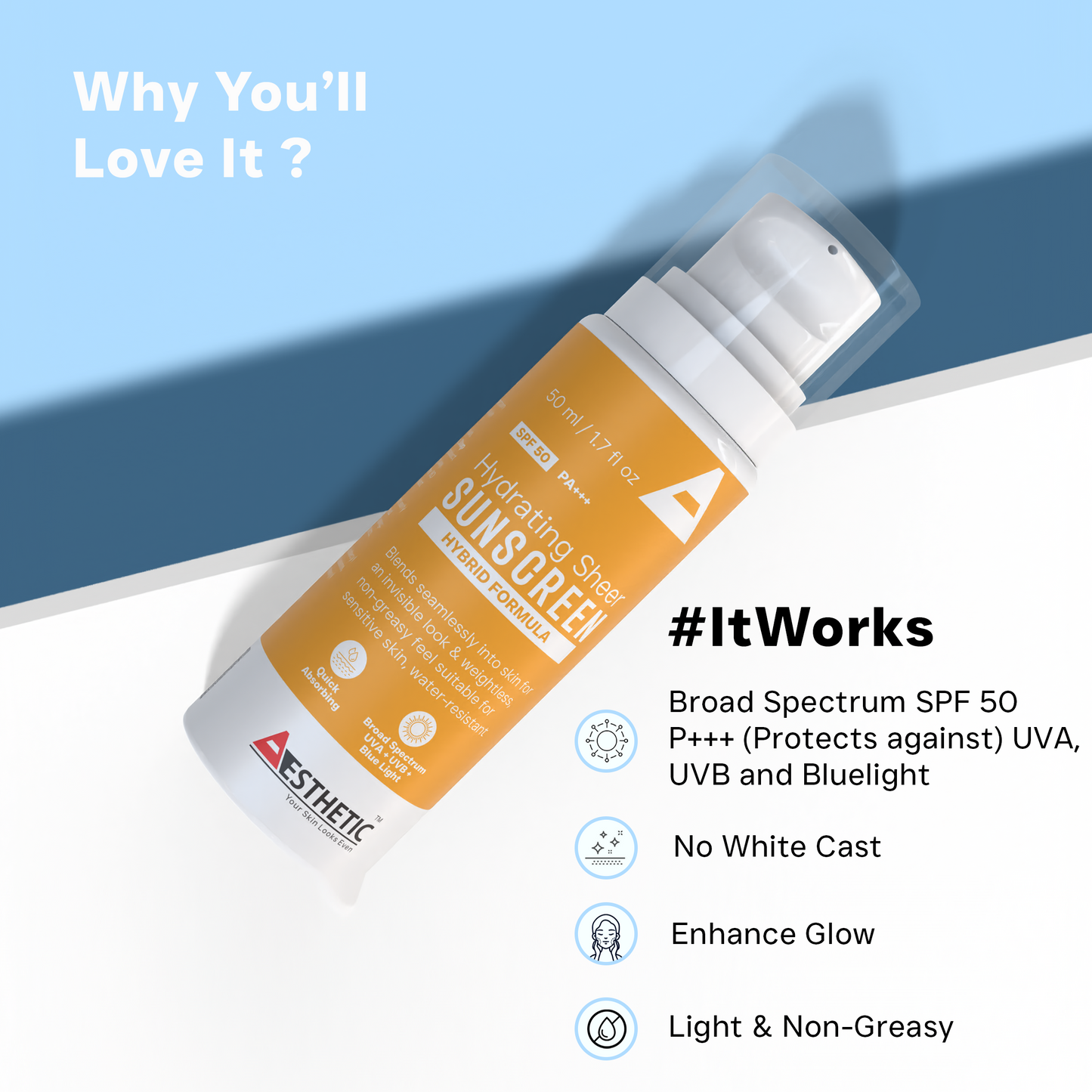 Hybrid Glow Blend: Sunscreen SPF50 P+++