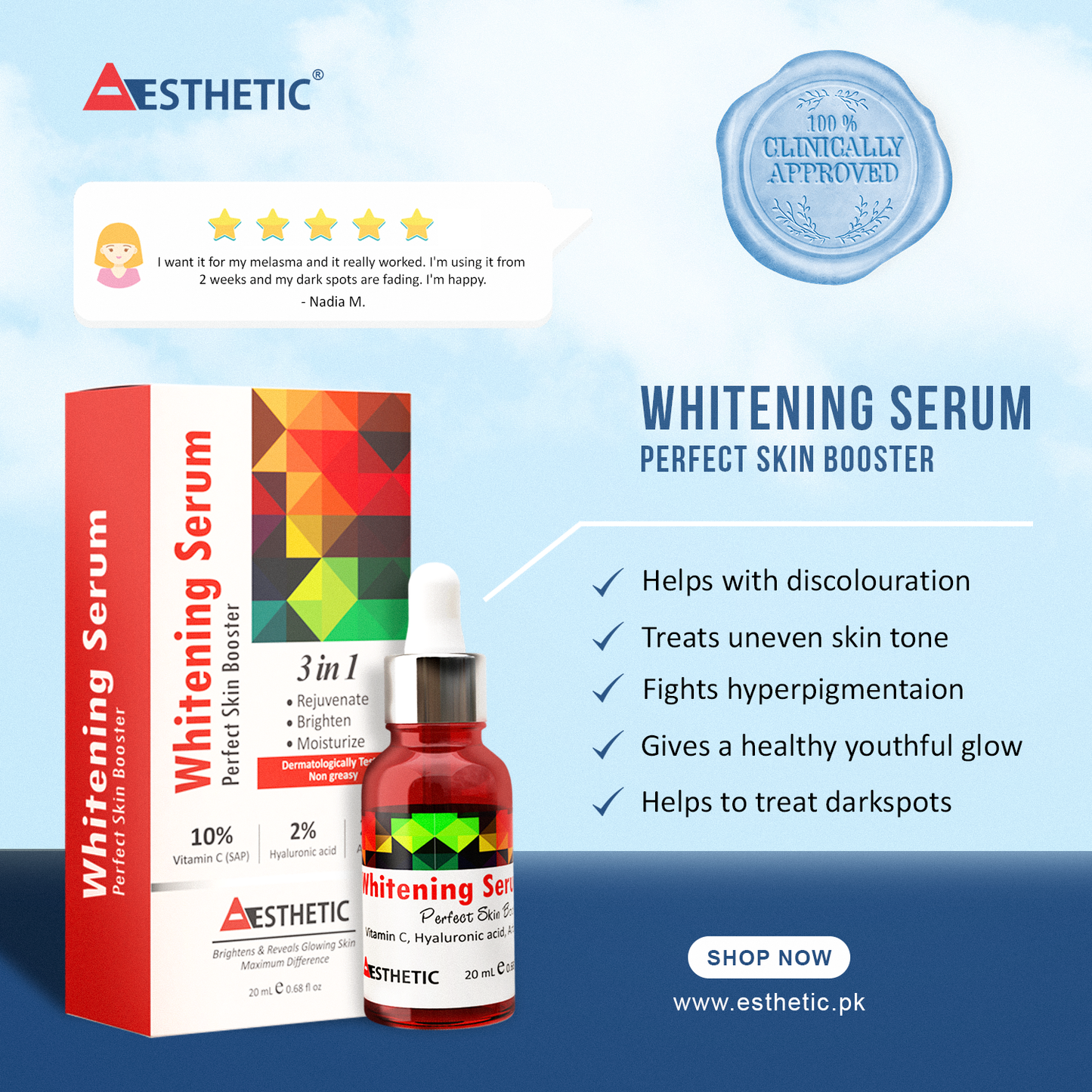 Whitening Serum. with Vitamin C & Hyaluronic acid